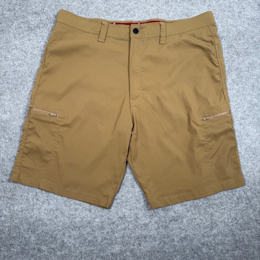 Wrangler ATG Mens Tan Cargo Shorts 38 EUC Outdoor Hiking Stretch 112336156